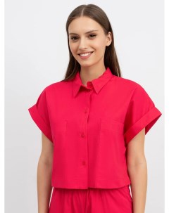 Укороченная рубашка с длинными накладными карманами ярко розового цвета Mark formelle