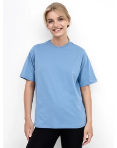 Однотонная хлопковая футболка в голубом цвете Mark formelle