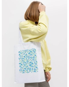 Текстильная белая сумка шопер с цветочным принтом Mark formelle