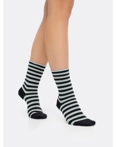 Высокие женские носки без резинки в черно белую полоску Mark formelle