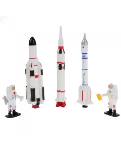 Набор моделей Космическая экспедиция 3 ракеты 2 космонавта Технопарк