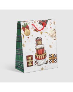 Пакет подарочный decoro scozzese 20x10x25 см Due esse christmas