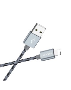 Дата кабель USB универсальный Lightning BX24 Ring серый Borofone