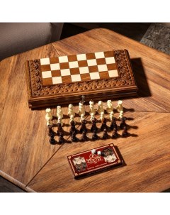 Шахматы нарды ручной работы Узоры с резкой 40х20 см массив ореха Армения Handle brand