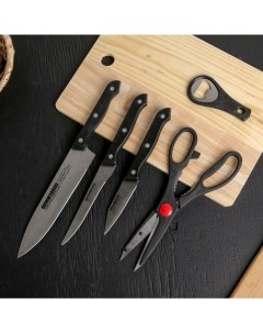 КНР 6 предметов ножи ножницы открывалка доска разделочная Nobrand