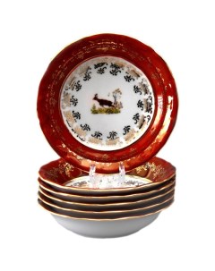 Набор салатников Мария Тереза Охота красная 012179 13 см 6 шт Bavarian porcelain