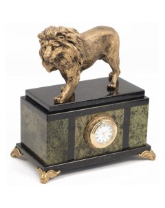 Настольные часы Лев из змеевика 22 х 17 5 х 10 см Уральский сувенир