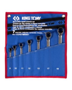 Набор комбинированных трещоточных ключей 8 19 мм чехол из теторона 7 предмето King tony