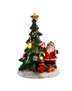 Световая фигура Дед Мороз у нарядной елочки белый теплый Кнр