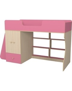 Кровать чердак со шкафом 11 Р445 розовый Капризун