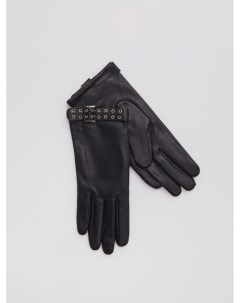 Утеплённые кожаные перчатки с флисом и ремешками Zolla