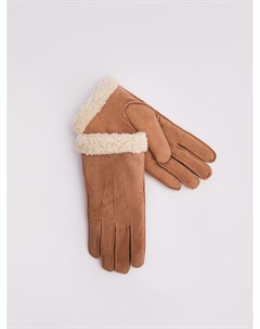 Тёплые замшевые перчатки с экомехом Zolla