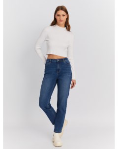 Утеплённые джинсы силуэта Mom Comfort с высокой посадкой Zolla