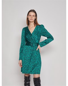 Леопардовое платье с запахом и драпировкой Zolla