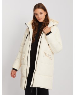 Тёплая длинная куртка пальто на молнии с капюшоном Zolla