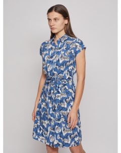Принтованное платье рубашка с поясом Zolla