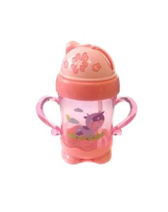 Детская бутылочка поильник с рисунком и трубочкой 250 мл Цвет Розовый 00100875 Nobrand
