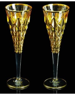Набор из 2 х хрустальных бокалов для шампанского Golden Dream 2 бокала Same decorazione