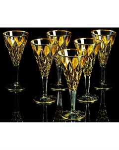 Набор из 6 ти хрустальных бокалов для вина Golden Dream 6 бокалов Same decorazione