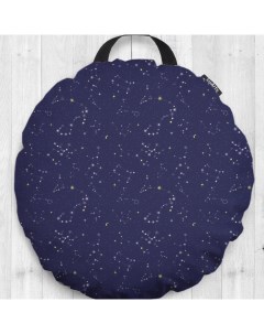 Декоративная подушка сидушка Звездное небо и созвездия на пол круглая 52 см Joyarty