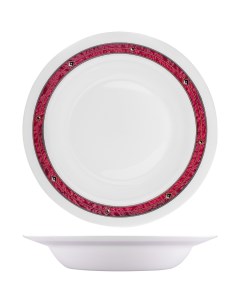 Блюдо Корал круглое глубокое 730мл 288х288х48мм стекло белый красный Bormioli rocco