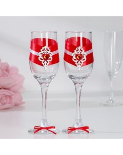 Набор свадебных бокалов Прага ручной работы белый красный 6х6х20 5 см 2 шт Nobrand