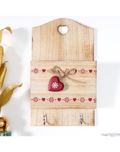 Крючки декоративные дерево с карманом Ленты из сердец 26х15 2х5 см Nobrand