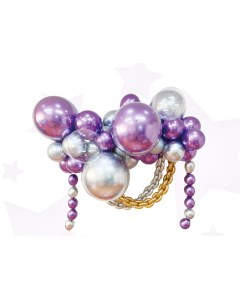 Набор для создания композиций из воздушных шаров набор 52 шт фиолетовый серебро Nobrand