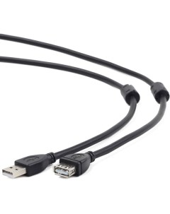 Кабель интерфейсный USB 2 0 удлинитель AM AF 1 8 м Pro экран черный 2 феррит кольца Cablexpert