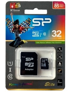 Карта памяти 32GB SP032GBSTHBU1V10SP UHS 1 MicroSD Card32GB Elite class 10 Retail pack w adaptor Silicon power