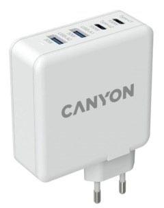 Зарядное устройство сетевое H 100 CND CHA100W01 GAN 2 USB C 100 Вт каждый 2 USB A 30 Вт каждый Canyon