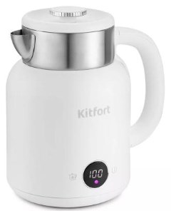 Чайник электрический КТ 6196 2 2200 Вт белый серебристый 1 5 л металл пластик Kitfort
