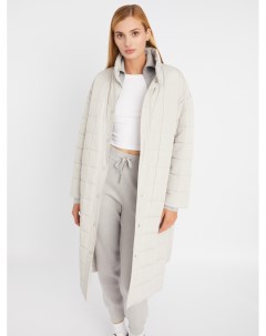 Утеплённая стёганая куртка пальто на синтепоне с высоким воротником и поясом Zolla