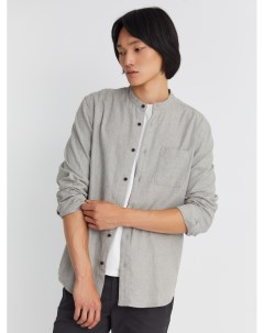 Фланелевая рубашка из хлопка с воротником стойкой и длинным рукавом Zolla