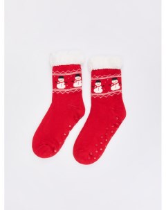 Тёплые носки с экомехом и новогодним узором Zolla