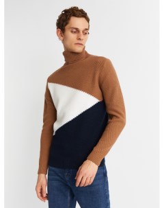 Вязаная шерстяная водолазка свитер в стиле Color Block Zolla