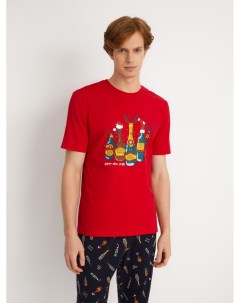 Домашний пижамный комплект новогодний футболка и штаны Zolla