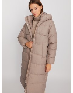 Тёплая длинная куртка пальто с капюшоном Zolla