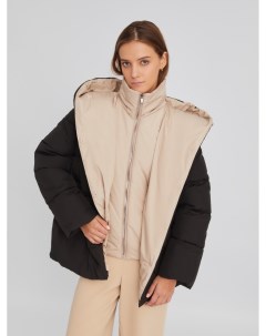 Тёплая стёганая дутая куртка с капюшоном и вшитой манишкой на молнии Zolla