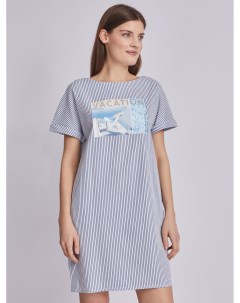 Платье футболка из хлопка с принтом Zolla