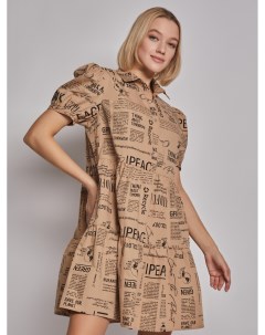 Ярусное платье рубашка длины мини с принтом Zolla