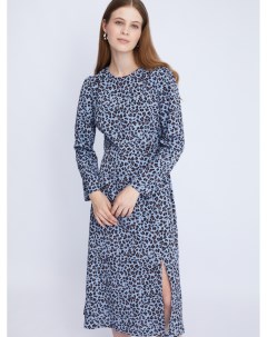 Приталенное платье длины миди с леопардовым принтом и разрезом на подоле Zolla