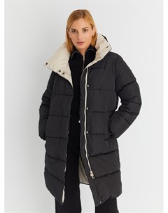 Тёплая стёганая куртка пальто с высоким воротником Zolla