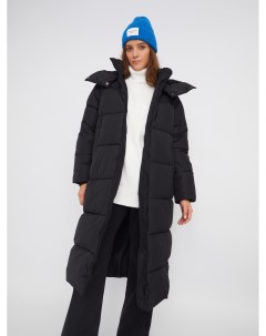 Тёплая стёганая куртка пальто с капюшоном и двойным воротником Zolla