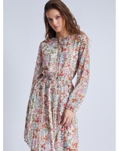 Шифоновое платье с плиссировкой на подоле люрексом и цветочным принтом Zolla