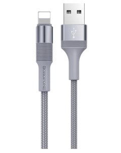 Дата кабель BX21 USB Lightning нейлон 2 4A 1 м Metal Grey повреждена упаковка Borofone