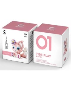 Конструктор 3Д из миниблоков котенок розовый цветочек Nobrand