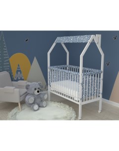 Кровать для новорожденных домик Simply Тайга синяя Little snail