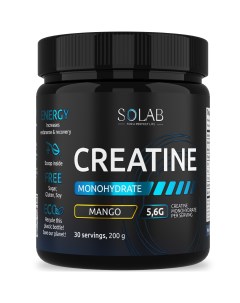 Креатин моногидрат порошок 30 порций Creatine Monohydrate вкус манго 200 гр Solab