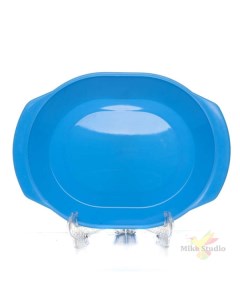 Тарелка овальная с ручками десертная голубой Pasabahce